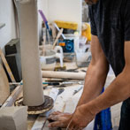Ashraf Hanna at work in his studio 2019